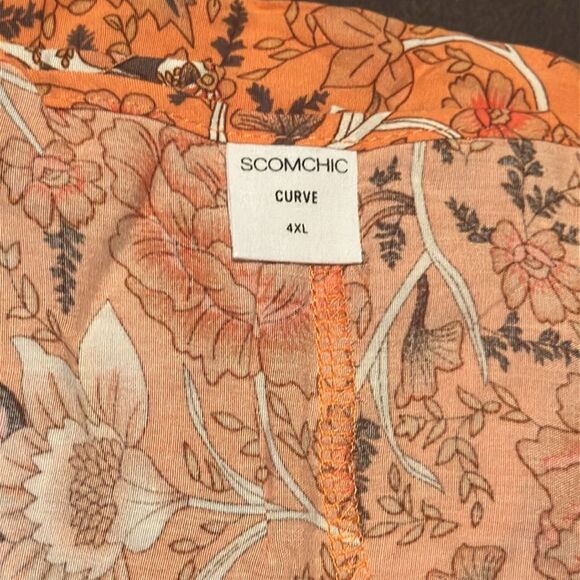 V-Neck Bohemian Orange Floral Print Short Summer Dress Cover Up Size 4XL NEW - Picture 14 of 14